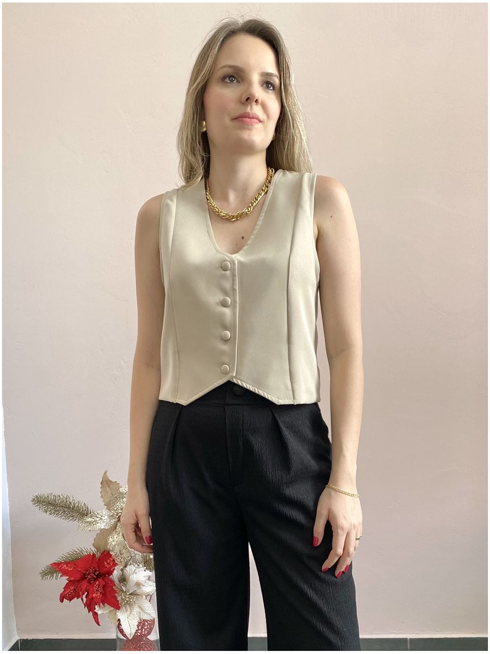 Colete Alfaiataria Botões Forrados - DONNA LELLA