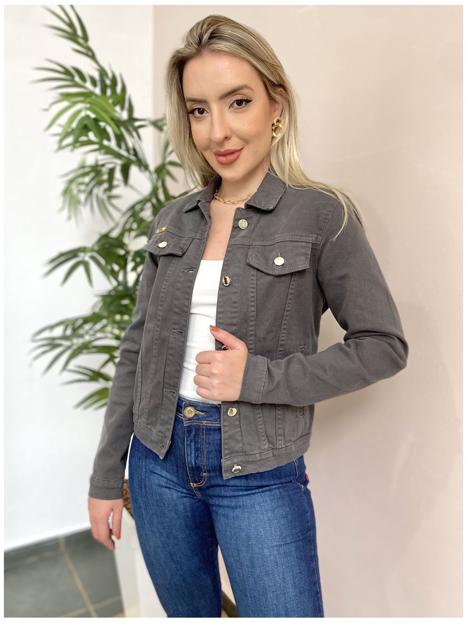 Jaqueta Sarja - Verde Militar - DONNA LELLA