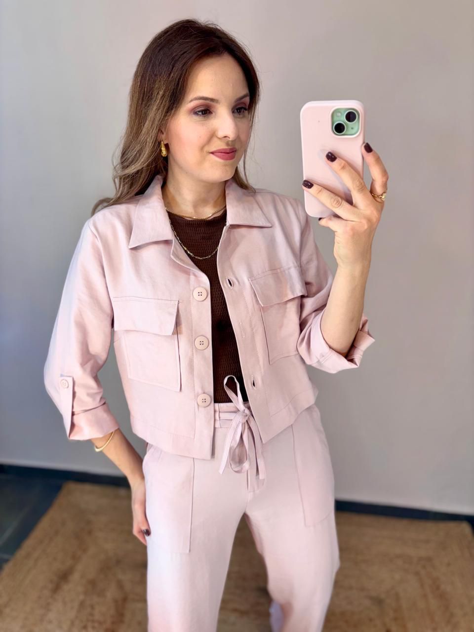 Camisa Jaqueta Dandara - Rosê - DONNA LELLA