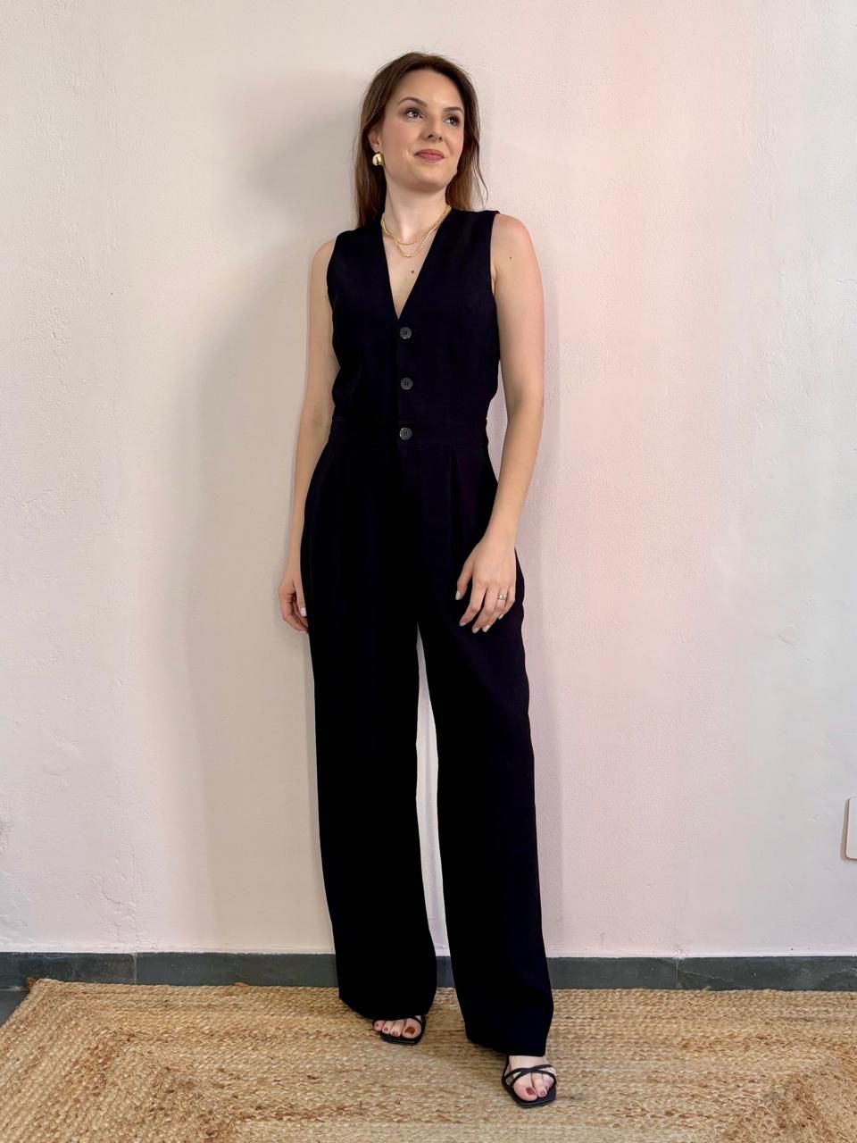 Macacão Fernanda Alfaiataria - Preto - DONNA LELLA