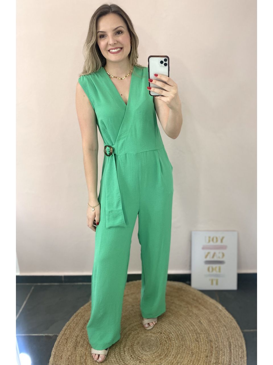 Macacão Longo Fivela - Verde - DONNA LELLA