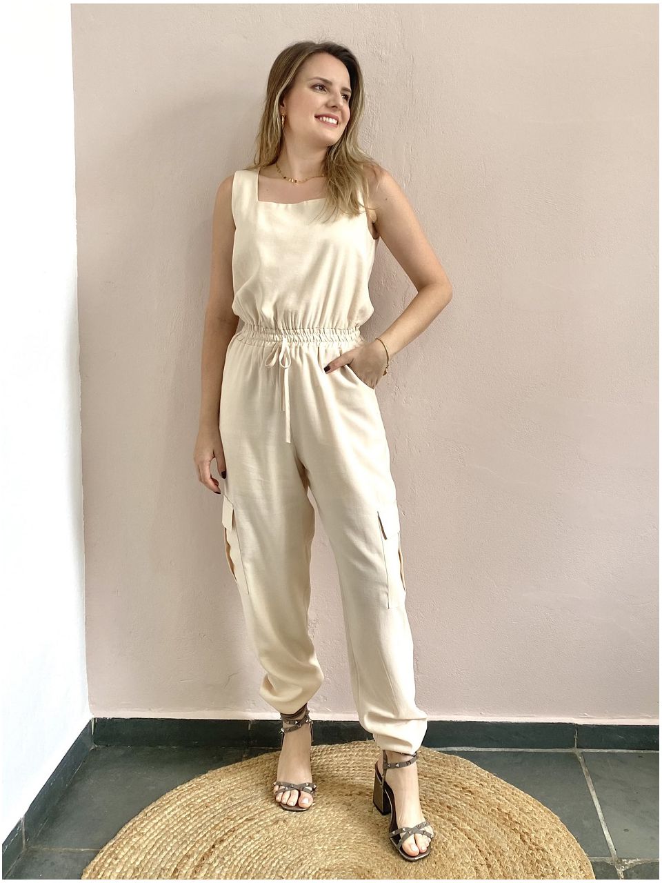 Macacão Utilitário - Creme - DONNA LELLA