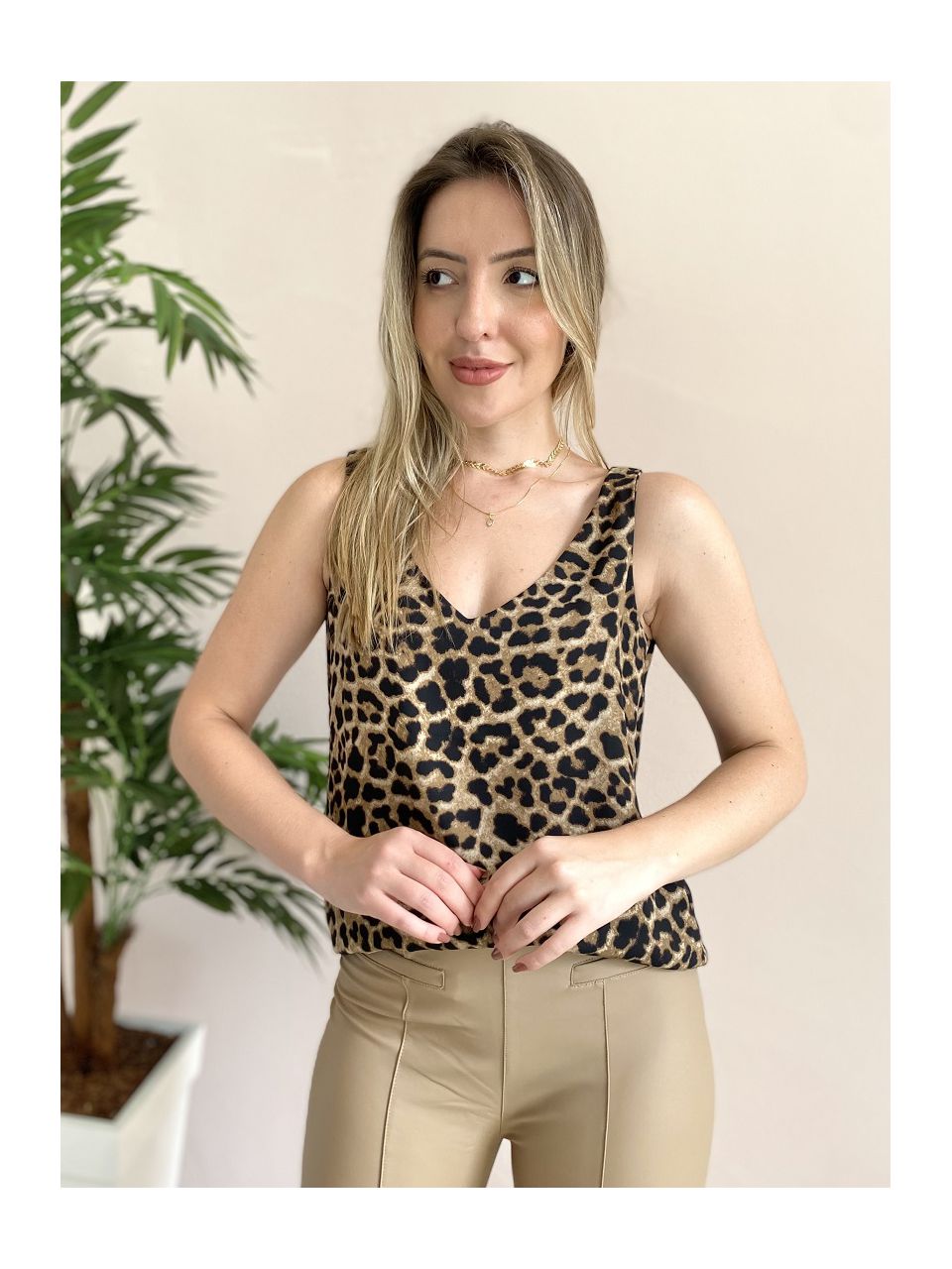 Regata Tulipa Decote V - Animal Print - DONNA LELLA