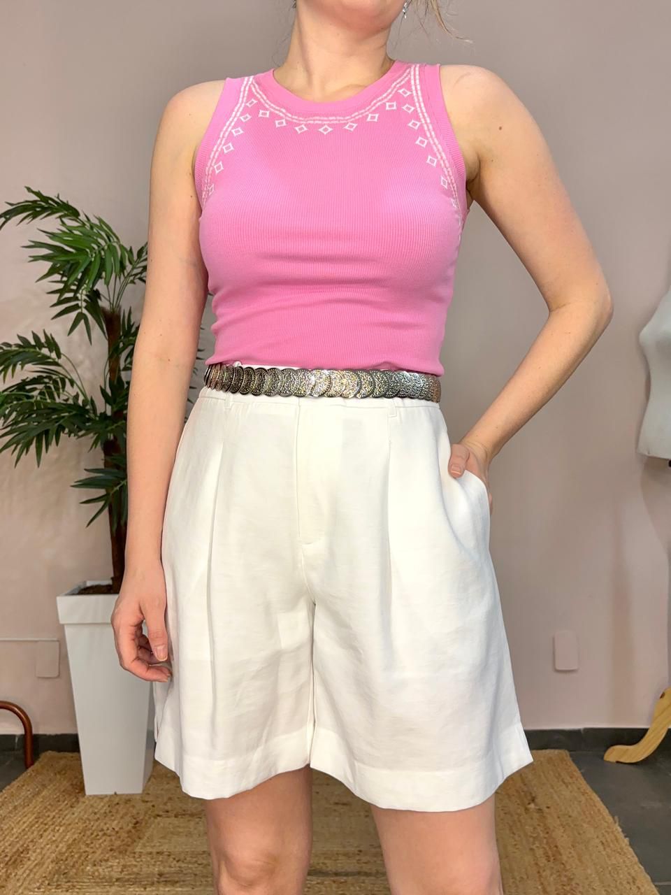 Regata Lucia Bordada - Rosa - DONNA LELLA