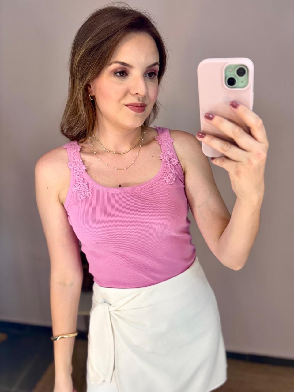 Regata Canelada Guipir - Rosa - DONNA LELLA