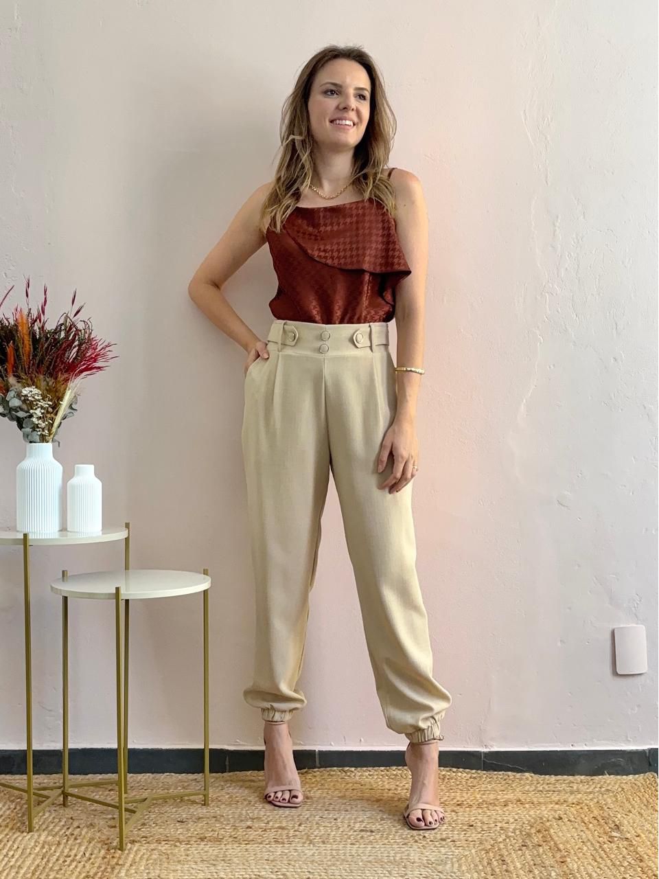 Calça Jogger Dani - Areia - DONNA LELLA