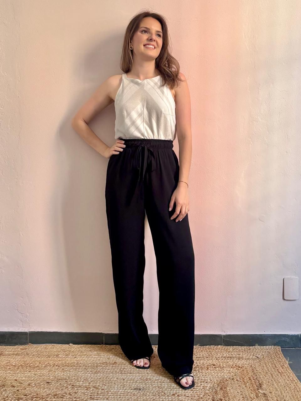Calça Pantalona Dani - Preta - DONNA LELLA