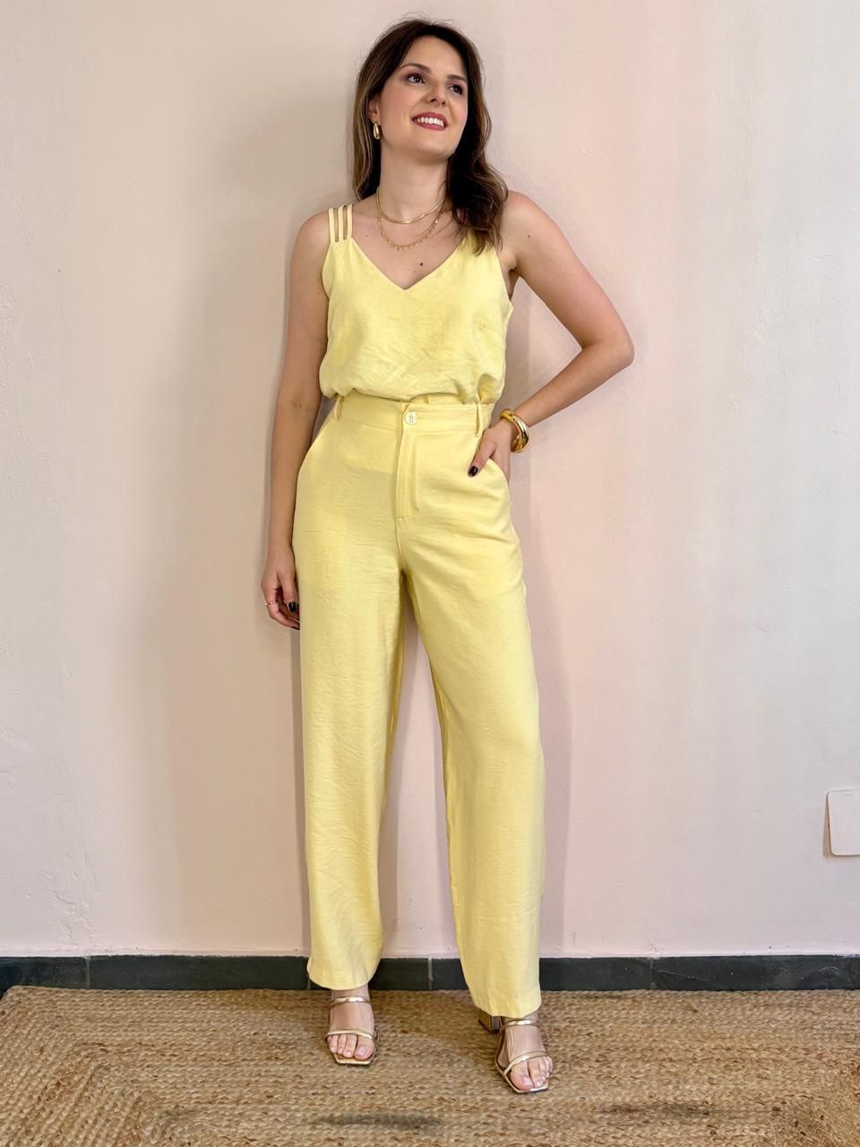 Calça Wana - Amarelo Manteiga - DONNA LELLA