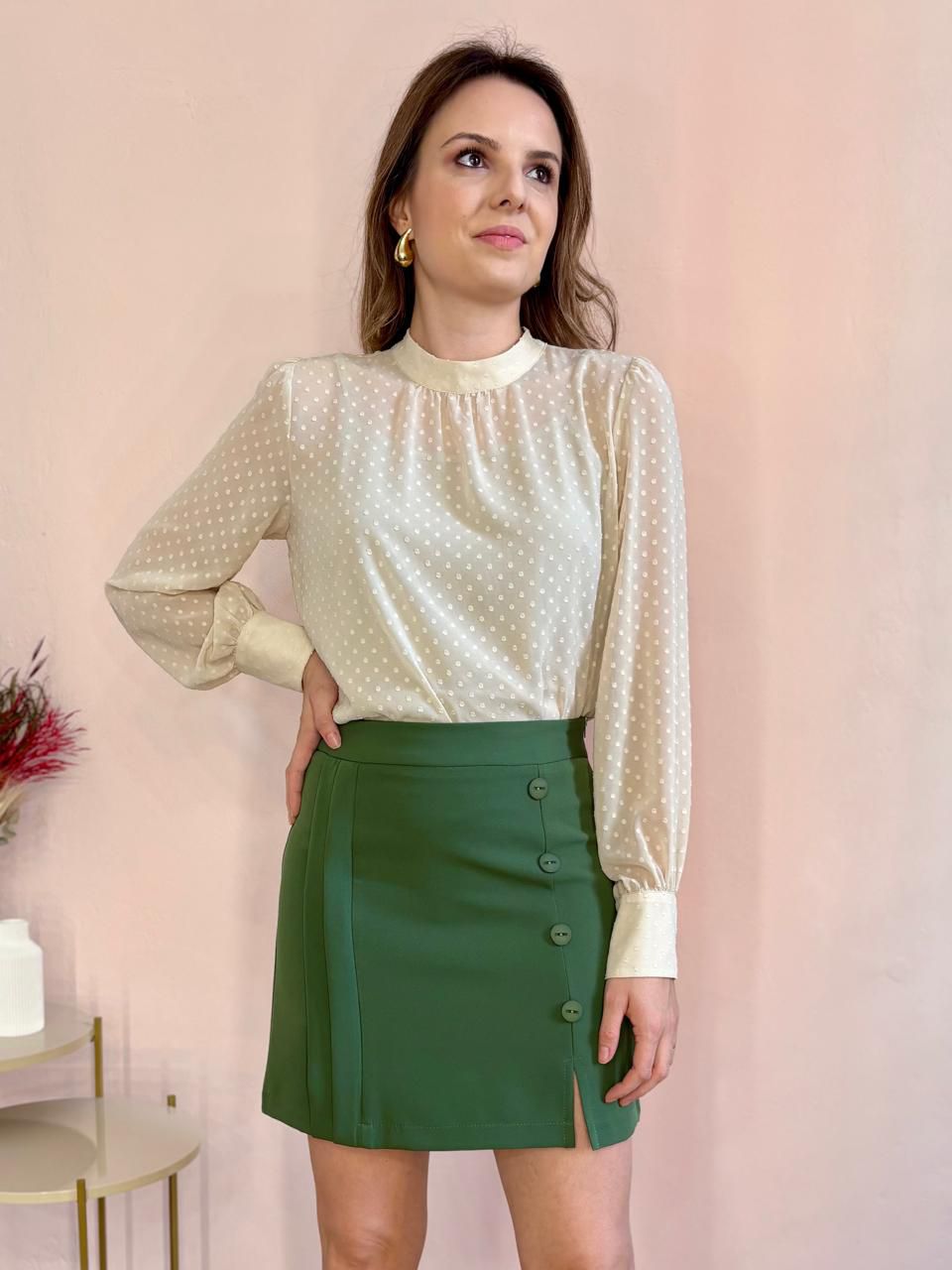 Saia Fulvia Botões - Verde - DONNA LELLA