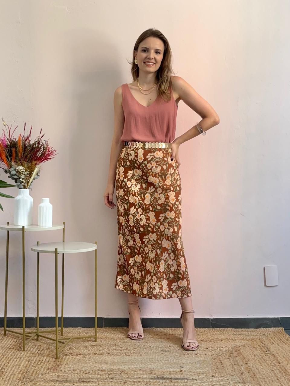Saia Fleur - Marrom - DONNA LELLA