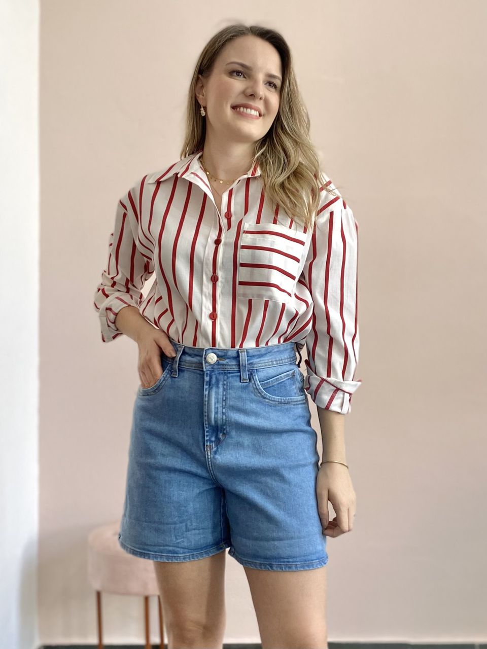 Shorts Jeans Mom Dobrável - DONNA LELLA