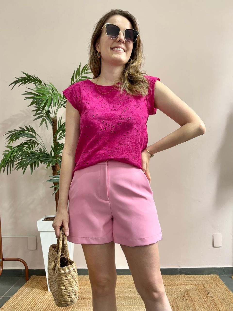 Shorts Cris Alfaiataria - Rosa - DONNA LELLA