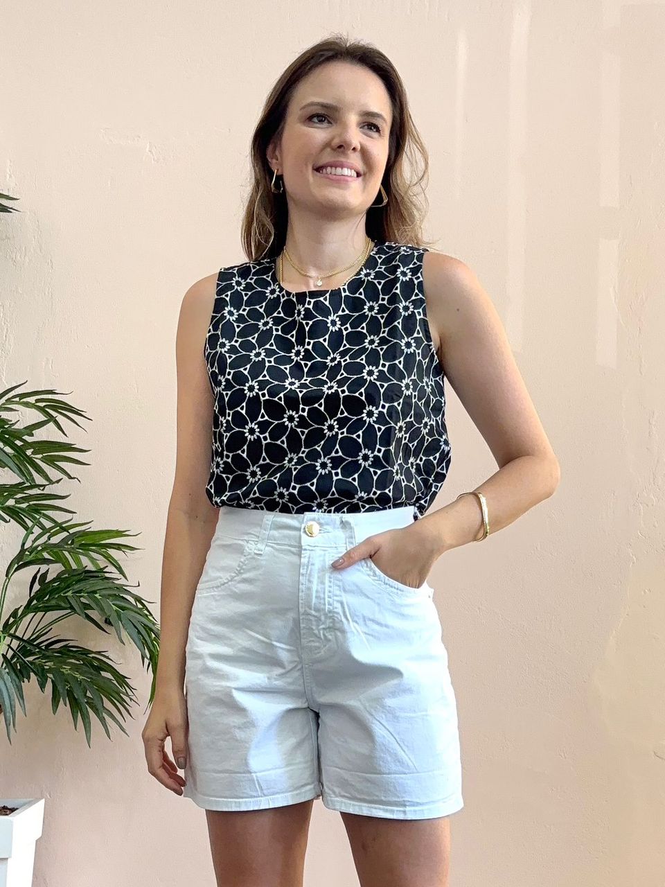 Shorts Mom Sarja - Branco - DONNA LELLA