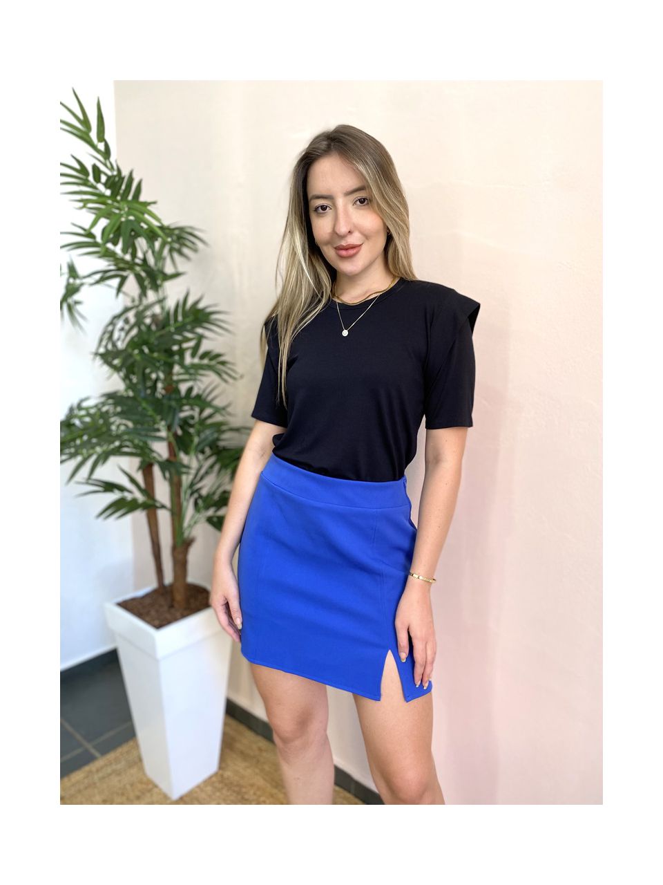 Shorts Saia Crepe - Azul - DONNA LELLA