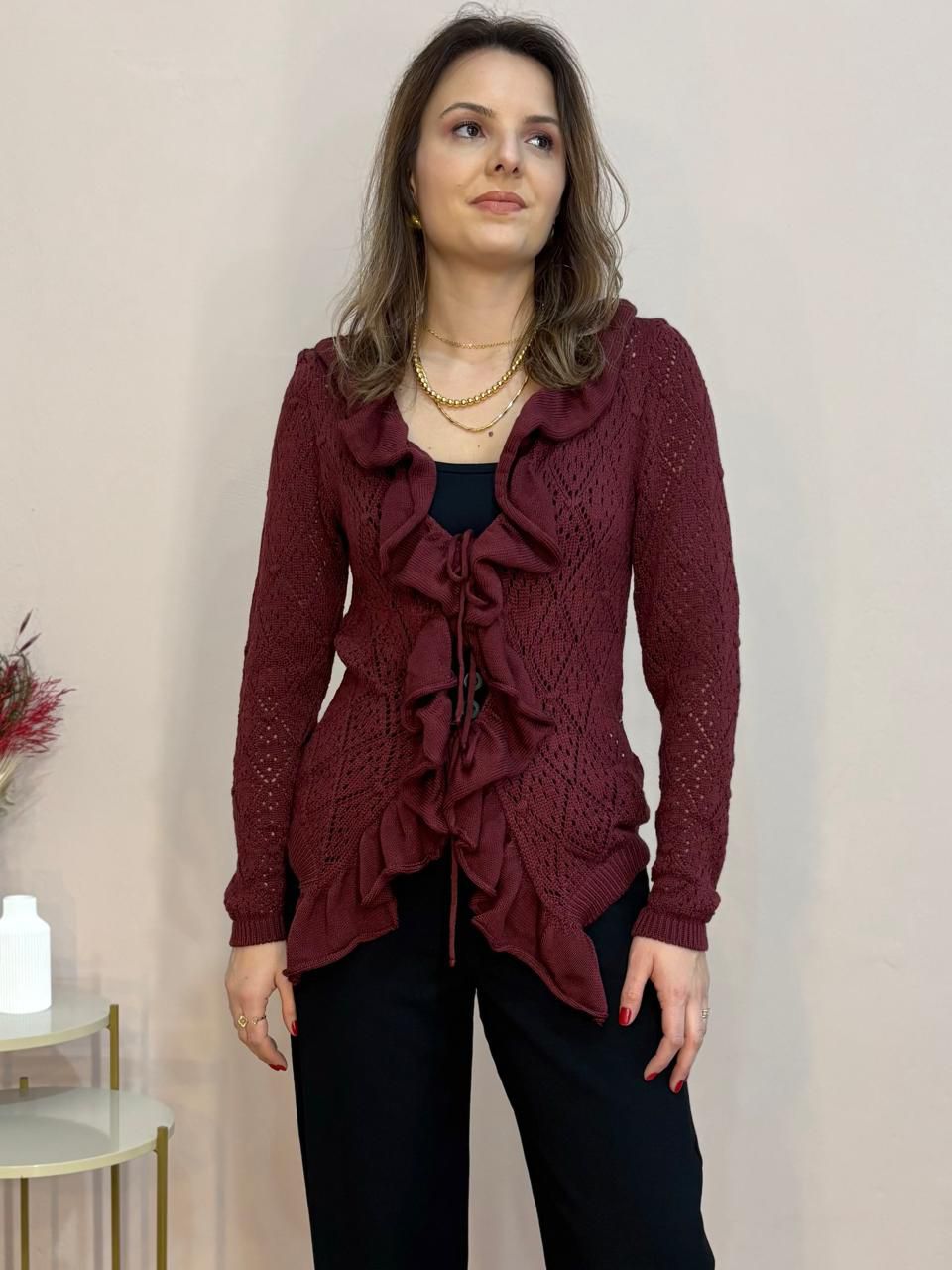 Tricô Babados - Vinho - DONNA LELLA