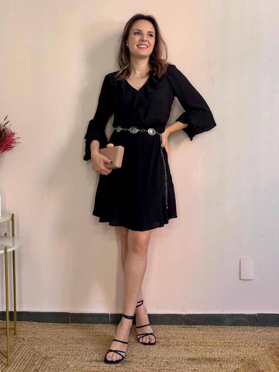 Vestido Crepe Bianca - Preto - DONNA LELLA