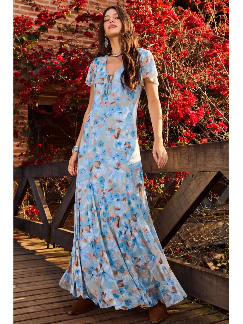 Vestido Longo Tule Floral - DONNA LELLA