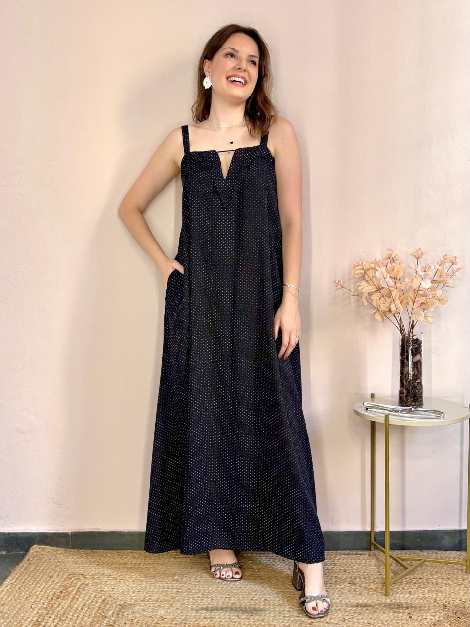 Vestido Longo Poá - DONNA LELLA