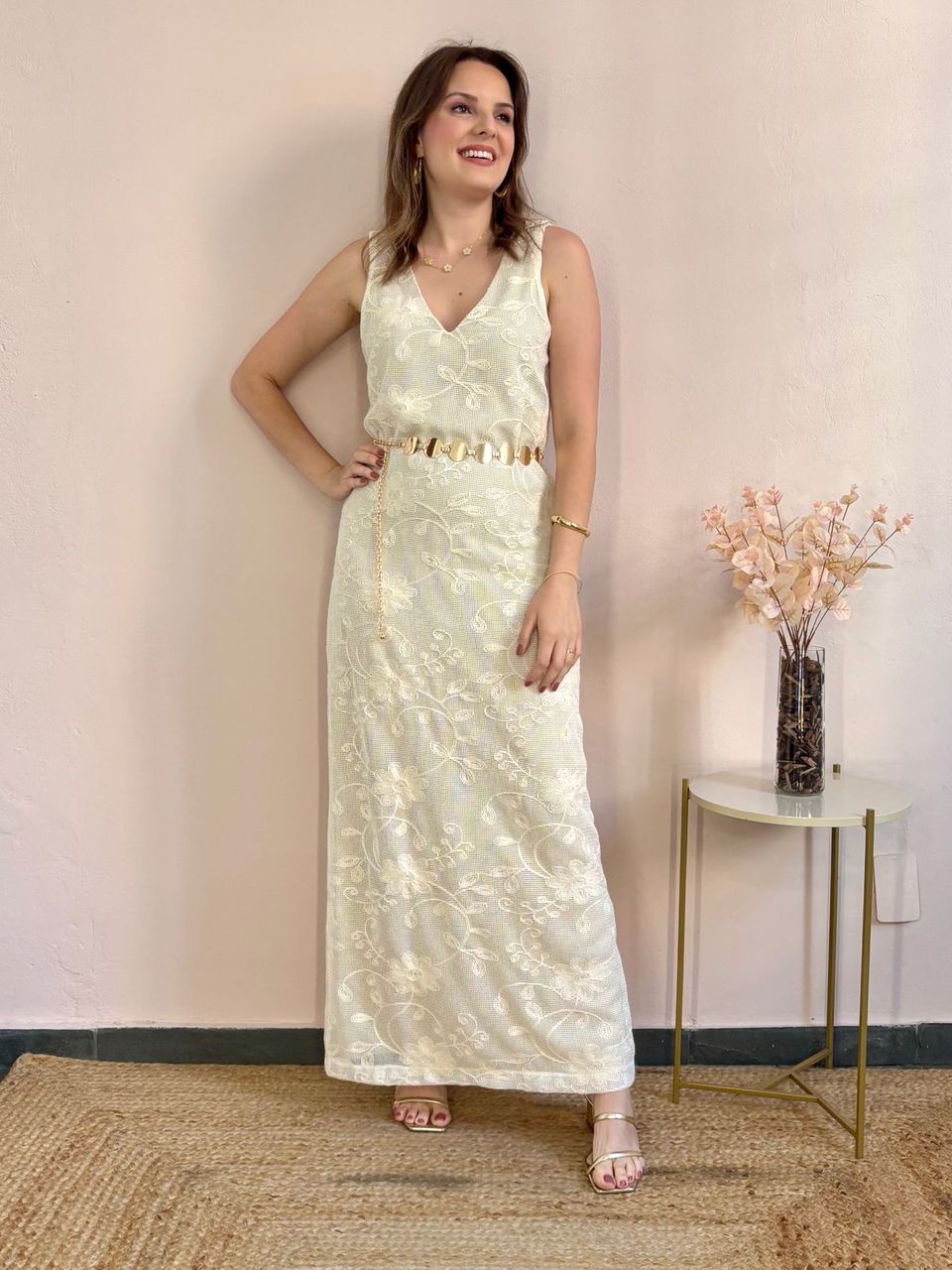 Vestido Longo Tela Bordada - DONNA LELLA