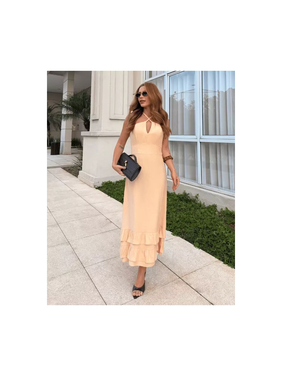 Vestido Midi Decote Cruzado - DONNA LELLA