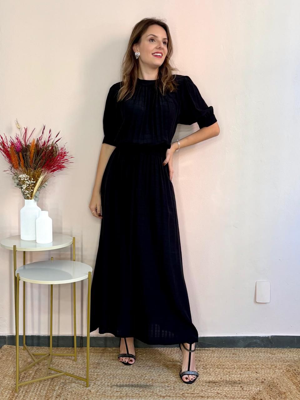 Vestido Midi Tati - Preto - DONNA LELLA