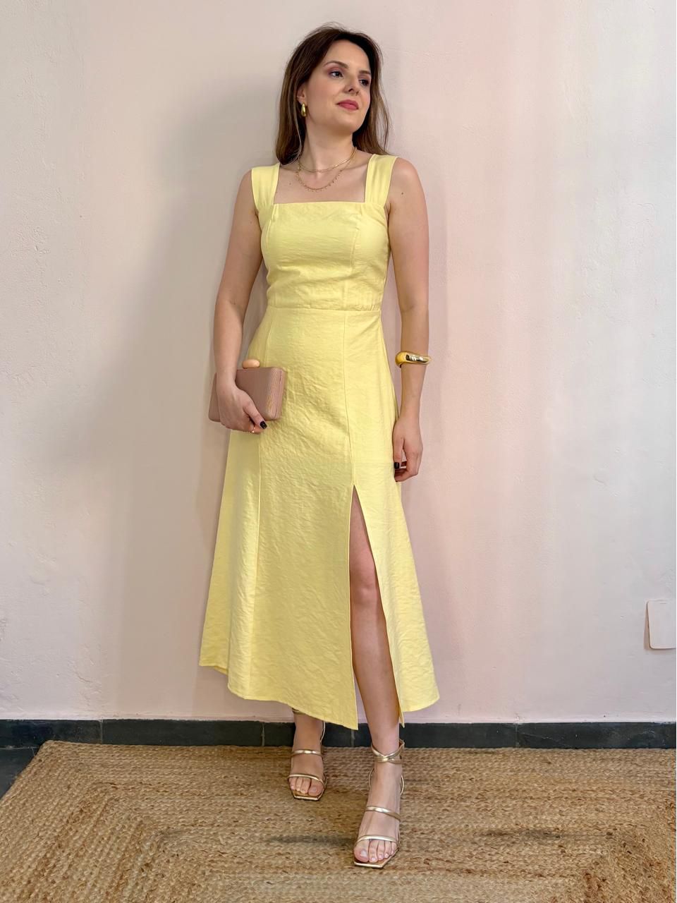 Vestido Alice Midi - Amarelo - DONNA LELLA