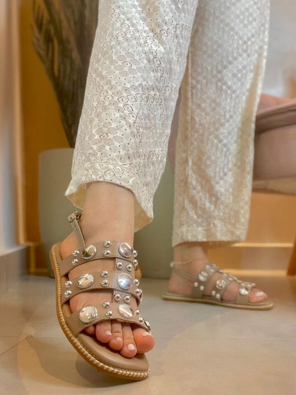 Papete c/aplicações Nude - ELL PASSOS CALÇADOS