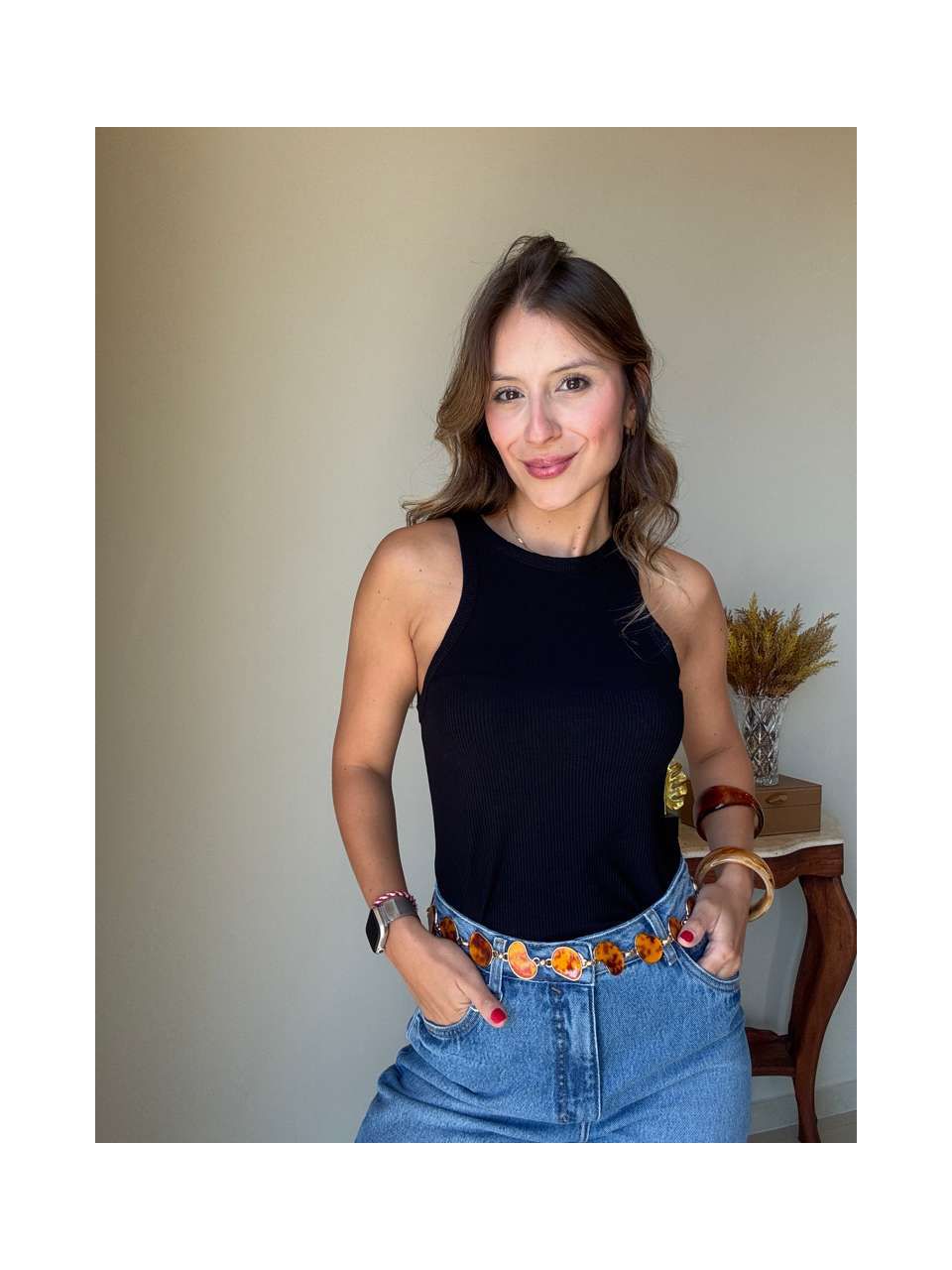 Regata Canelada Julia Preta - Empório Leal