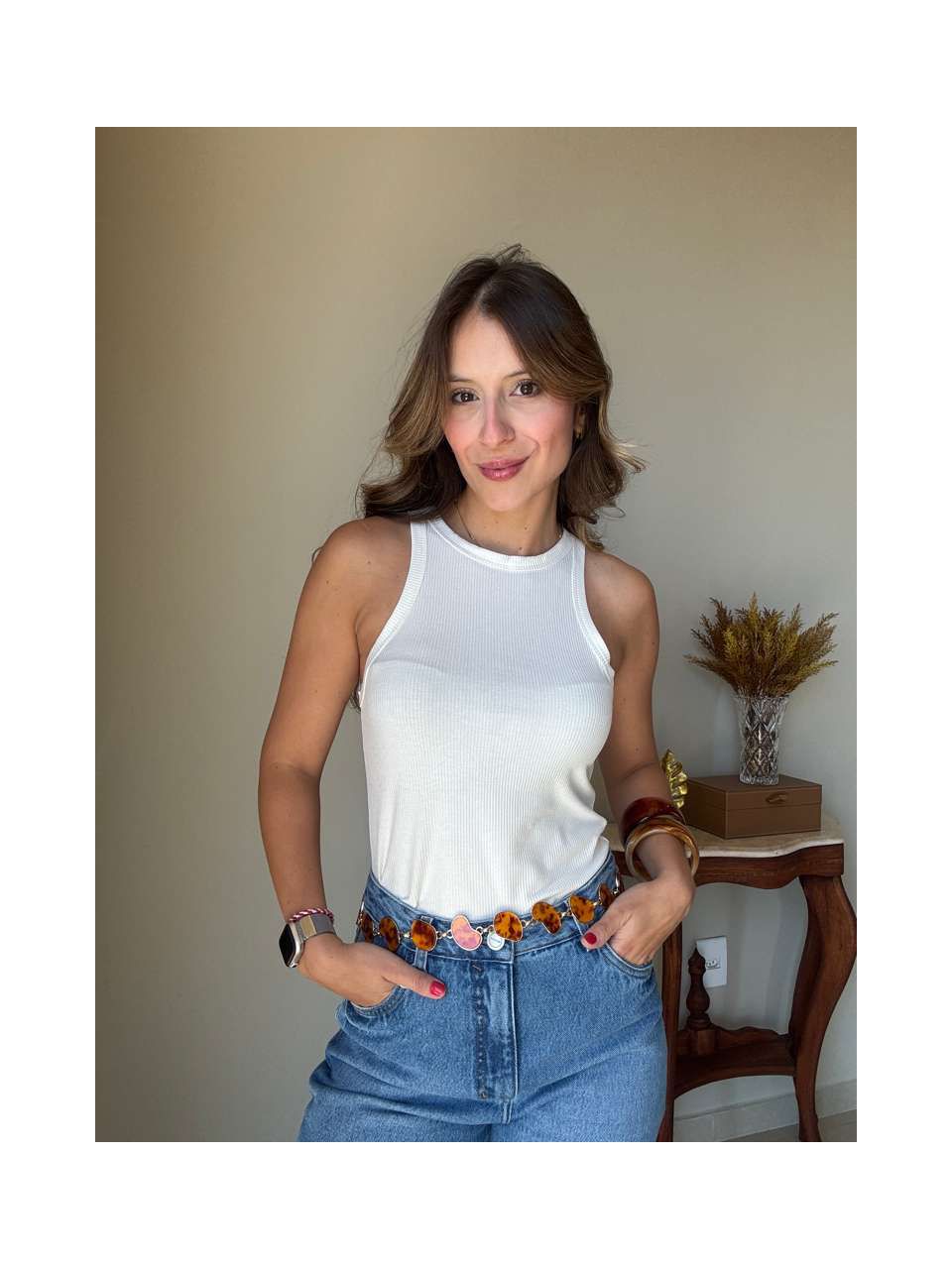 Regata Canelada Julia Off White - Empório Leal