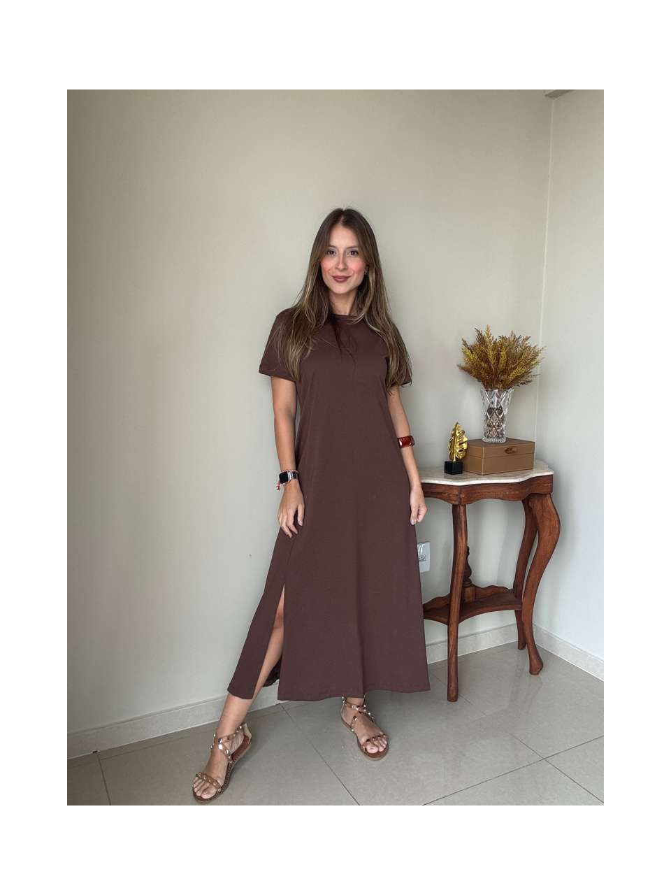 Vestido Claudia Marrom - Empório Leal
