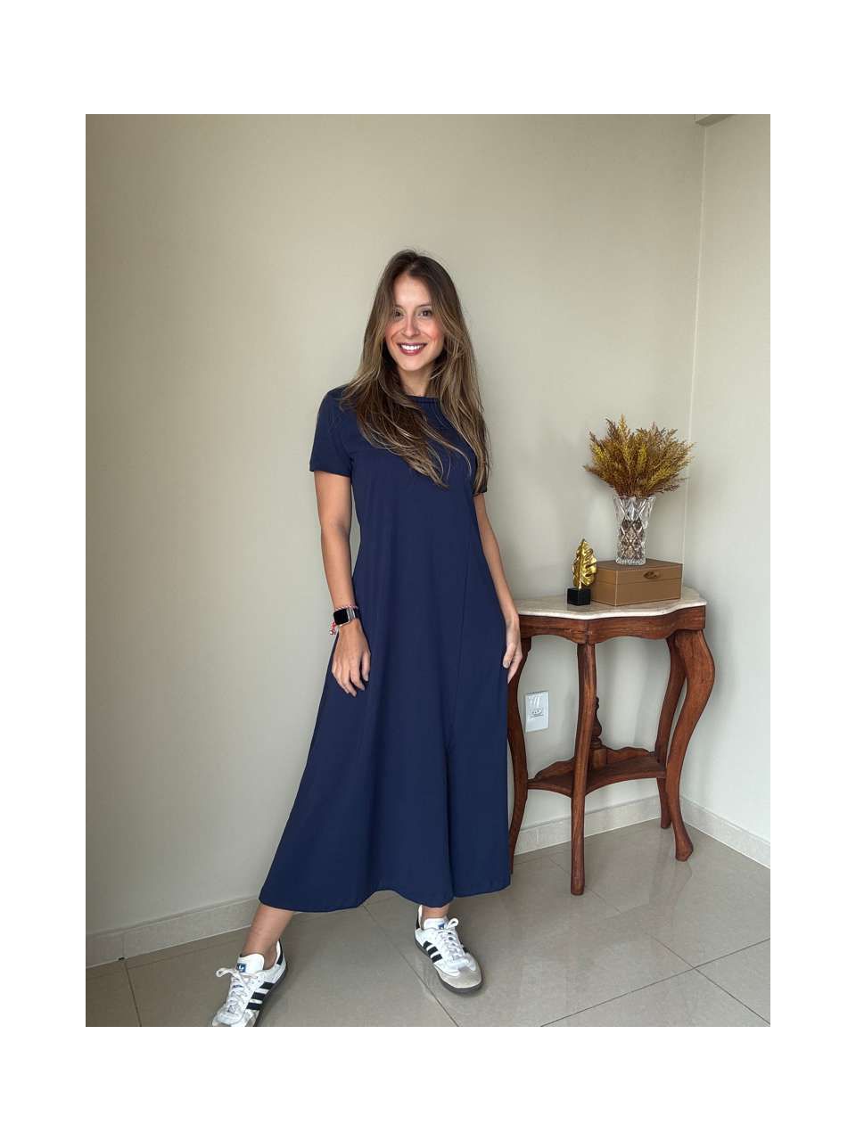 Vestido Claudia Azul Marinho - Empório Leal