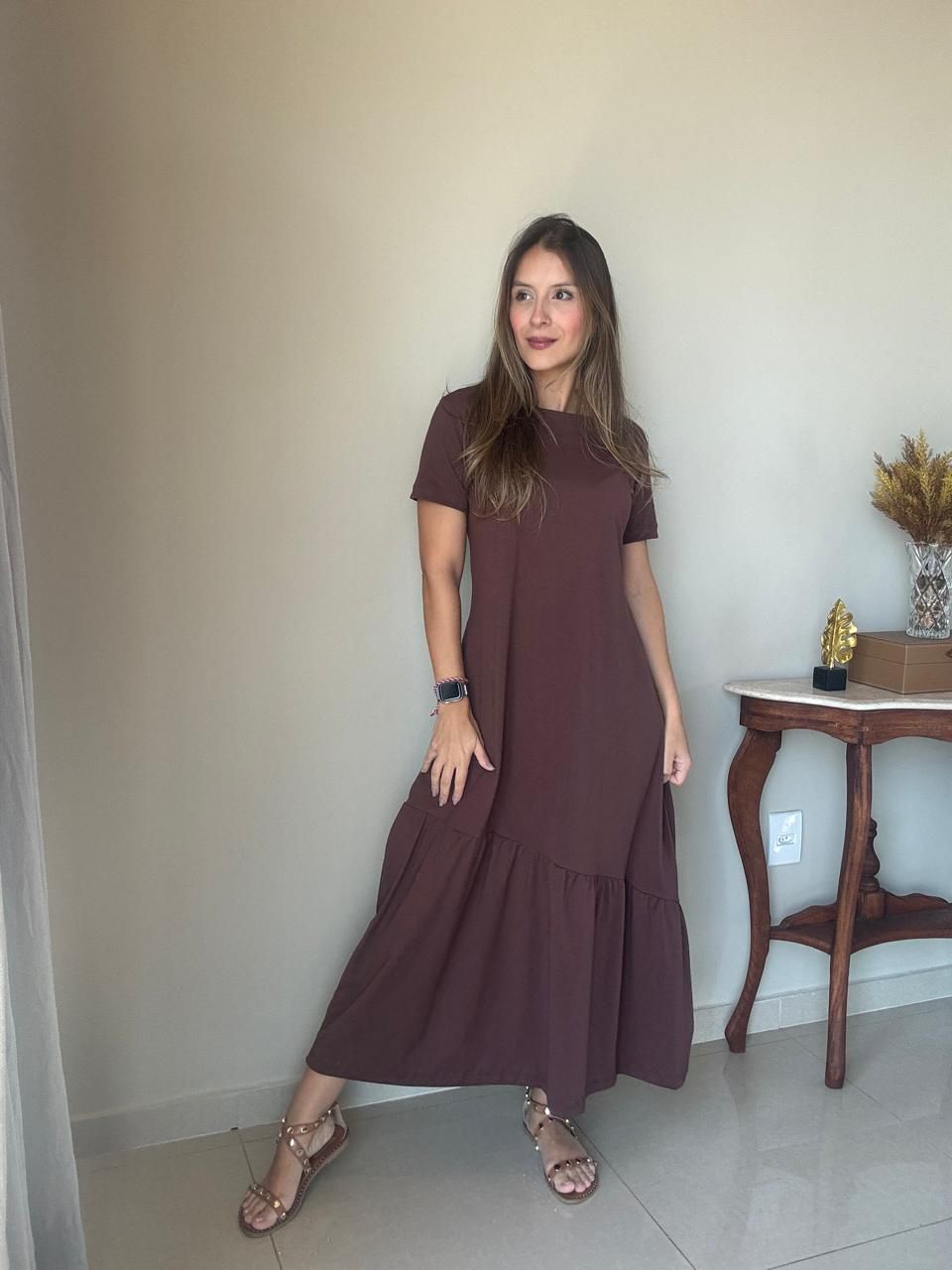 Vestido Gabi Marrom - Empório Leal