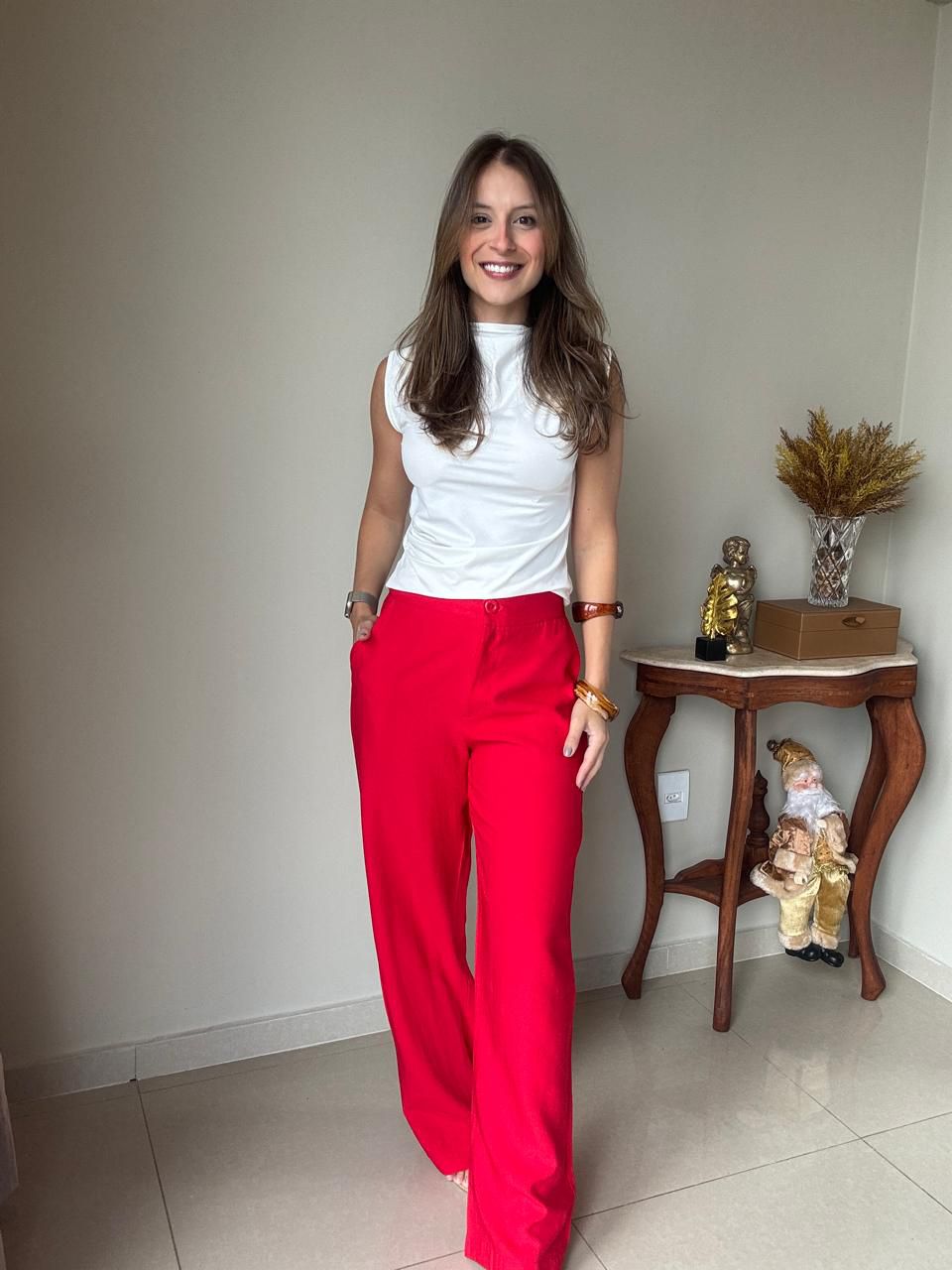 Calça Viviane Vermelha - Empório Leal