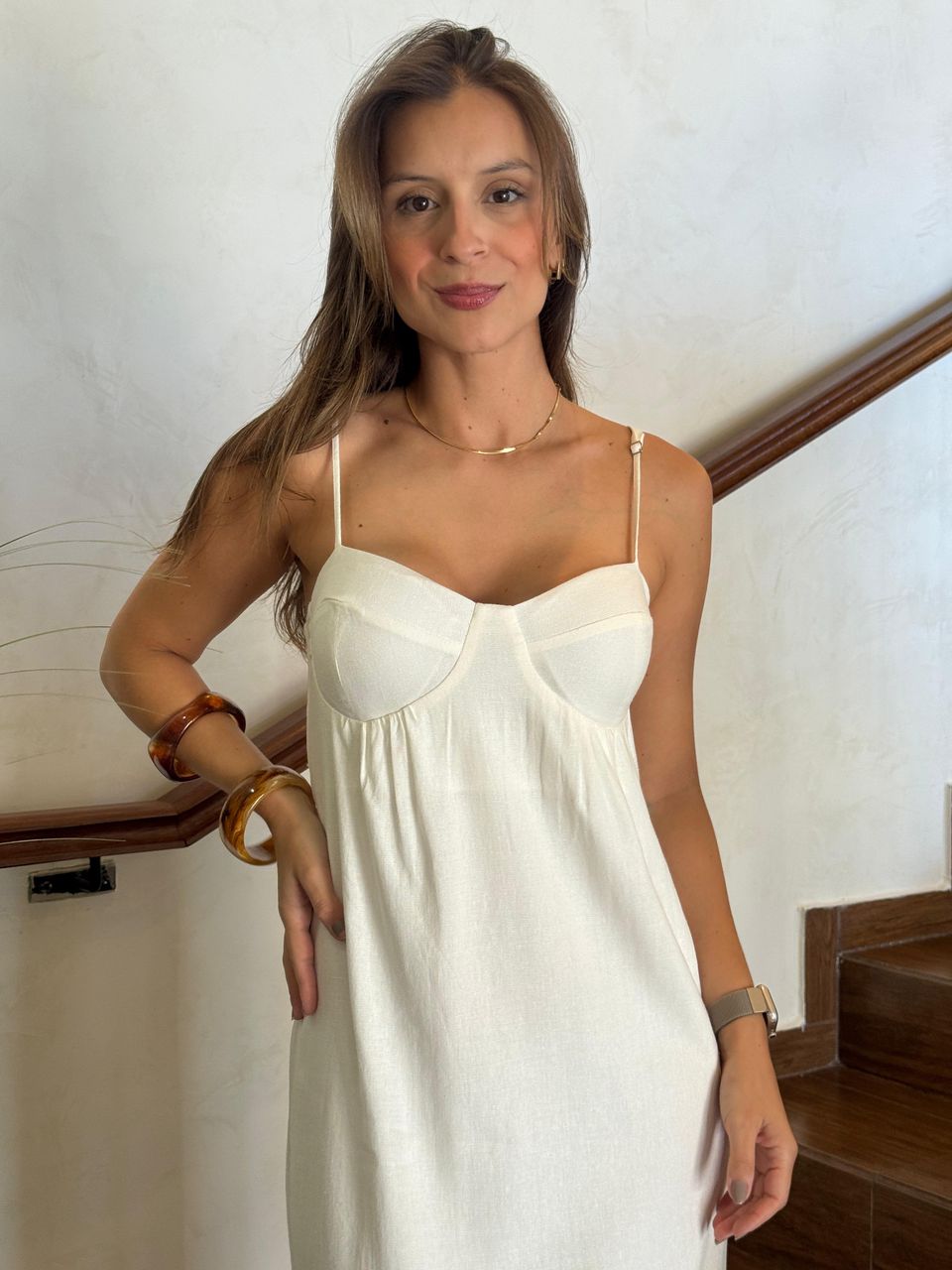 Vestido Linho Off White - Empório Leal