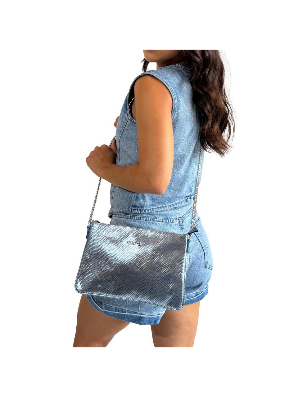 Bolsa Clutch Transversal em Couro Griffazzi Sky