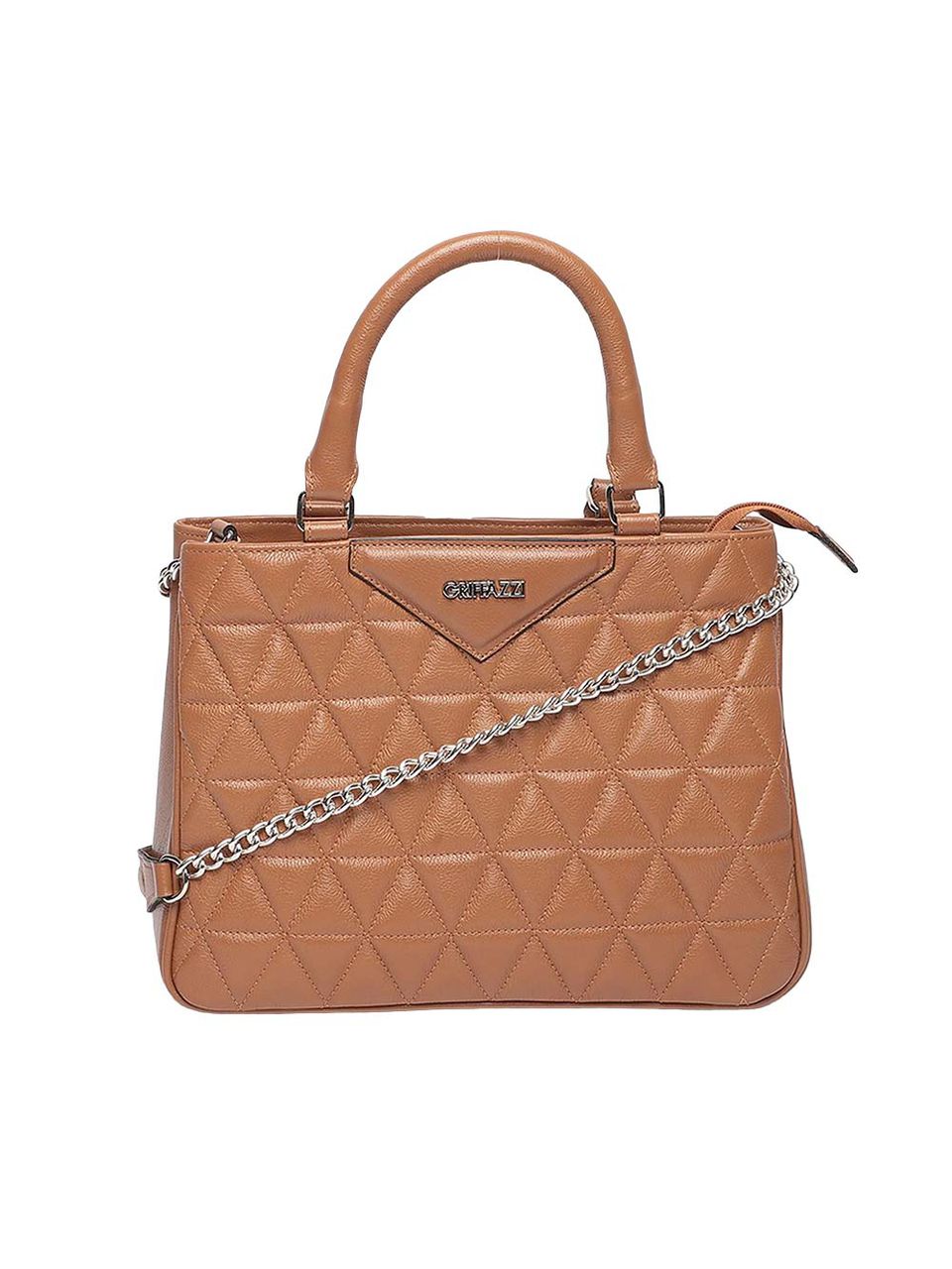 Bolsa Estruturada de Couro Griffazzi Caramelo