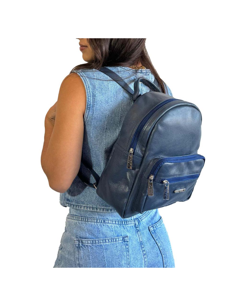 Mochila de Couro Griffazzi Marinho