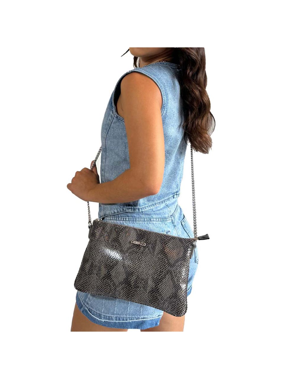 Bolsa Clutch Transversal em Couro Griffazzi Preto