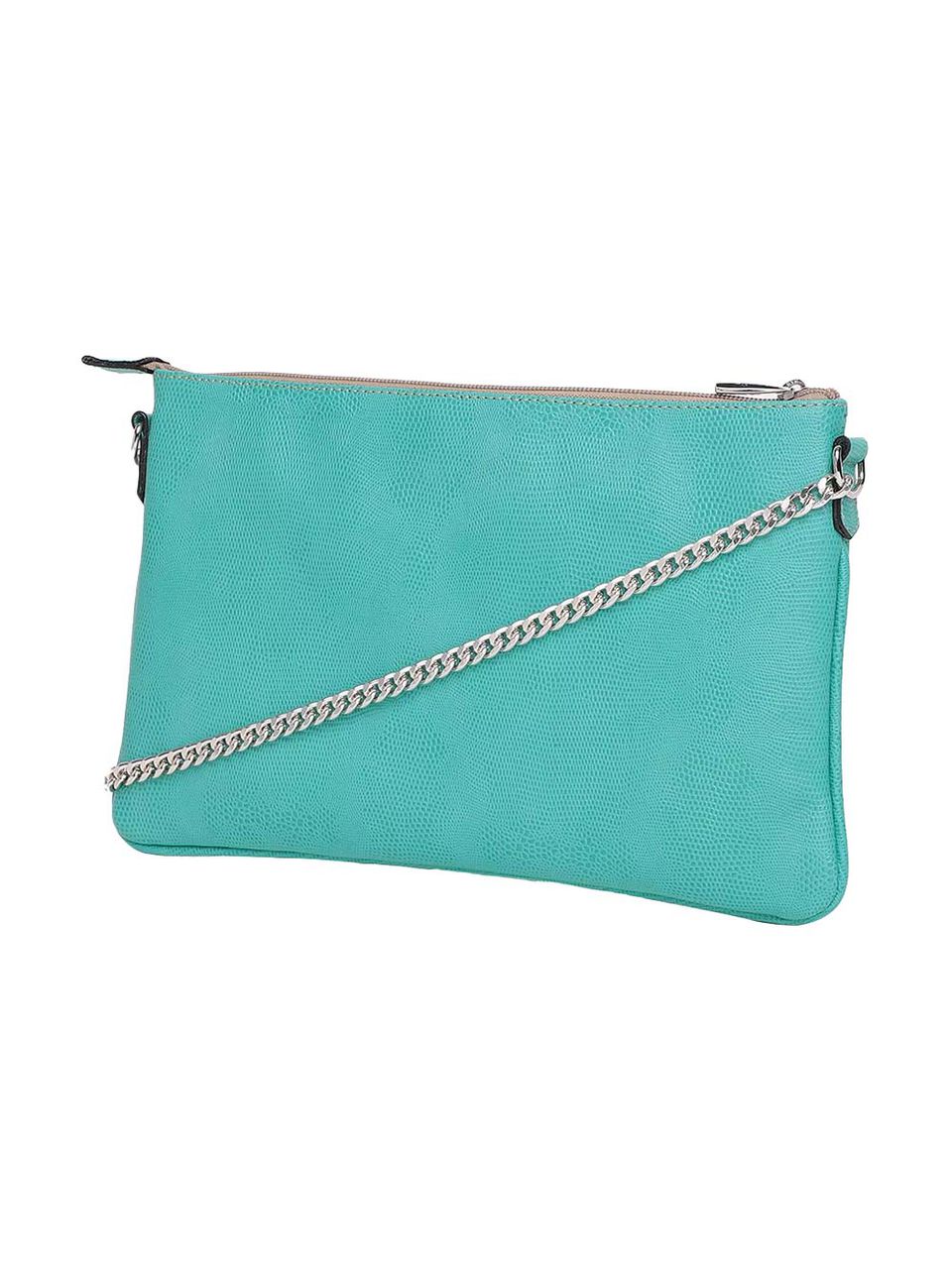 Bolsa Clutch Transversal em Couro Griffazzi Verde Água