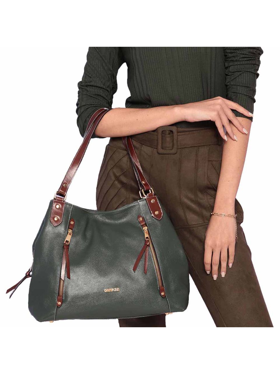 Bolsa de Couro Griffazzi Verde Oliva