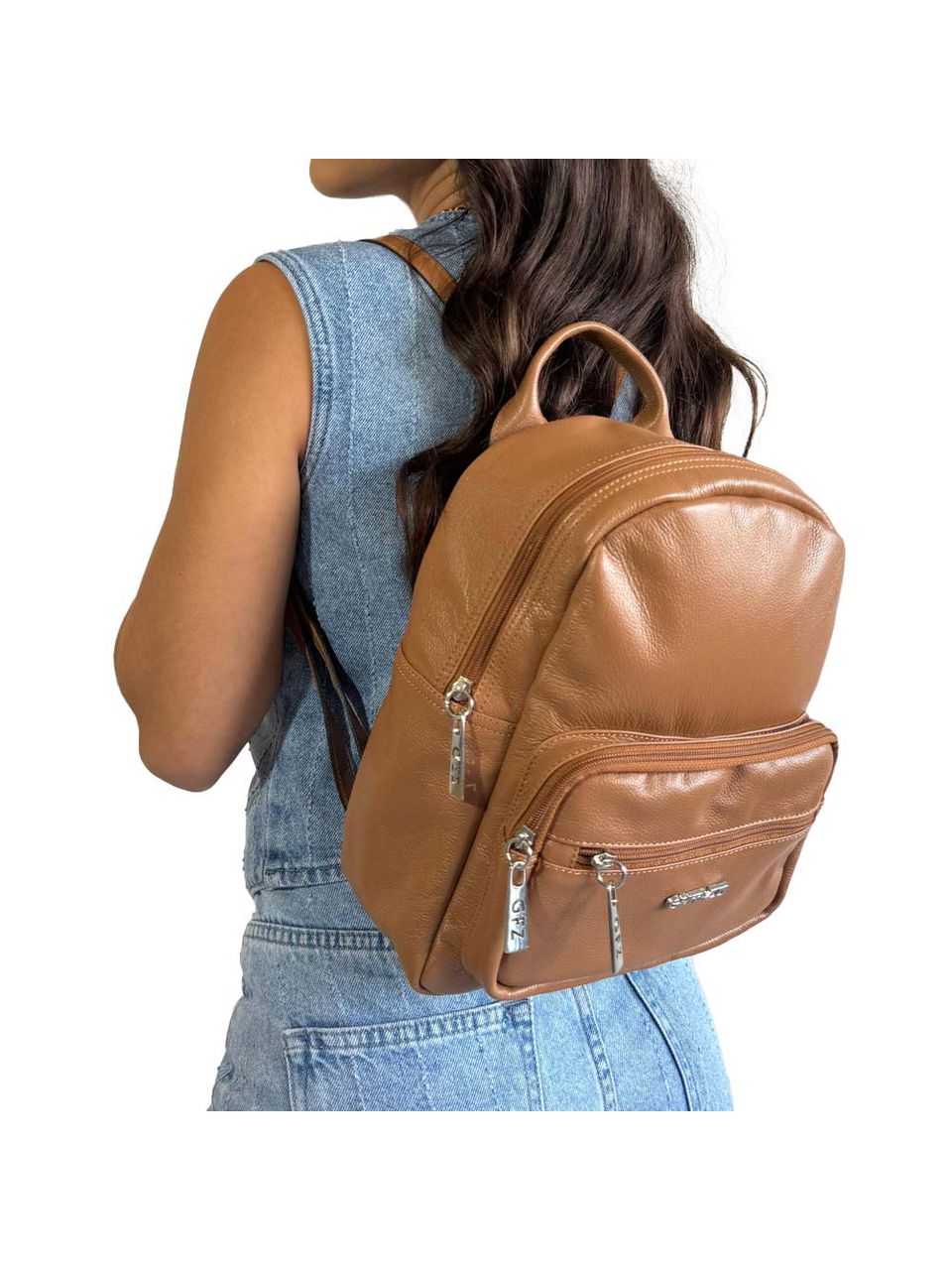 Mochila de Couro Griffazzi Caramelo
