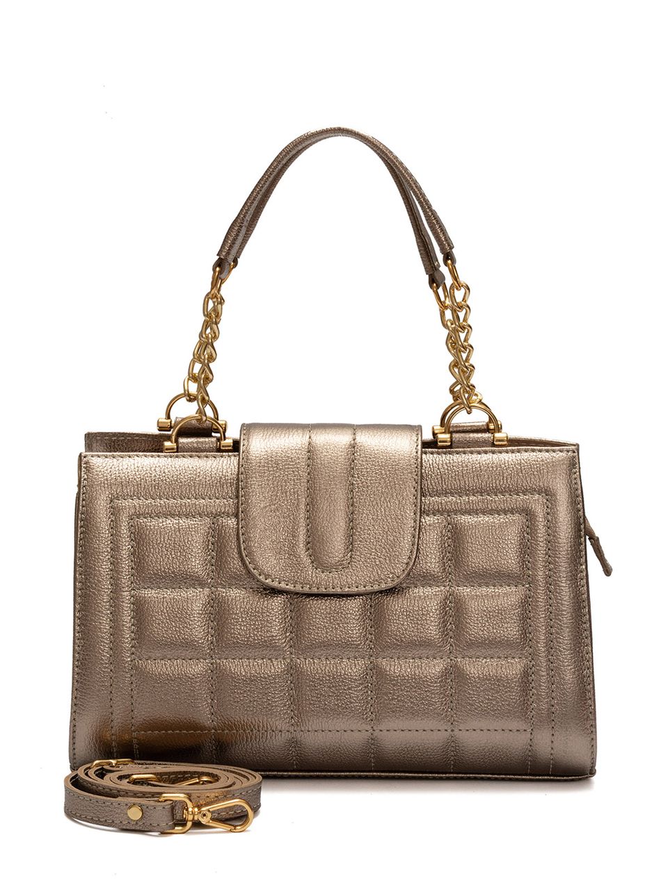 Bolsa de Couro Luxo Griffazzi Prata Velho