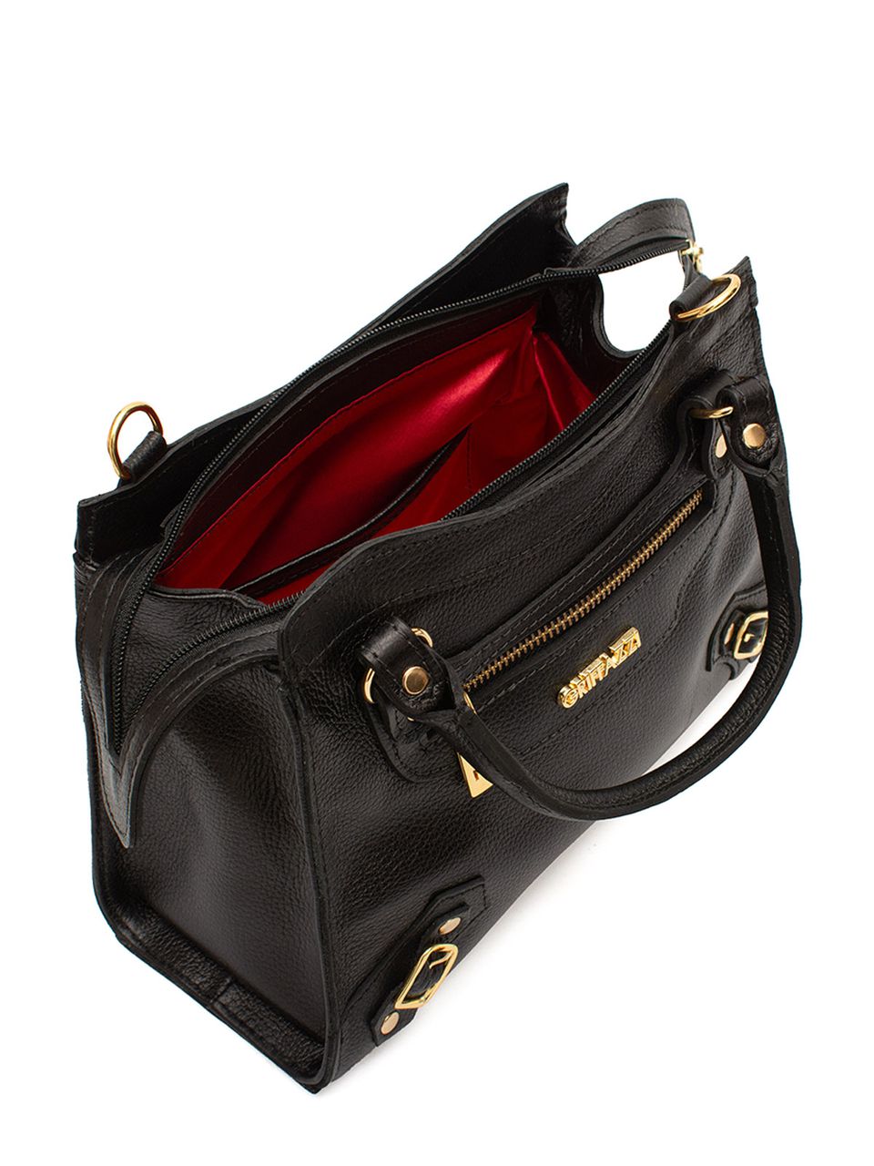 Bolsa de Couro Transversal Griffazzi Preta