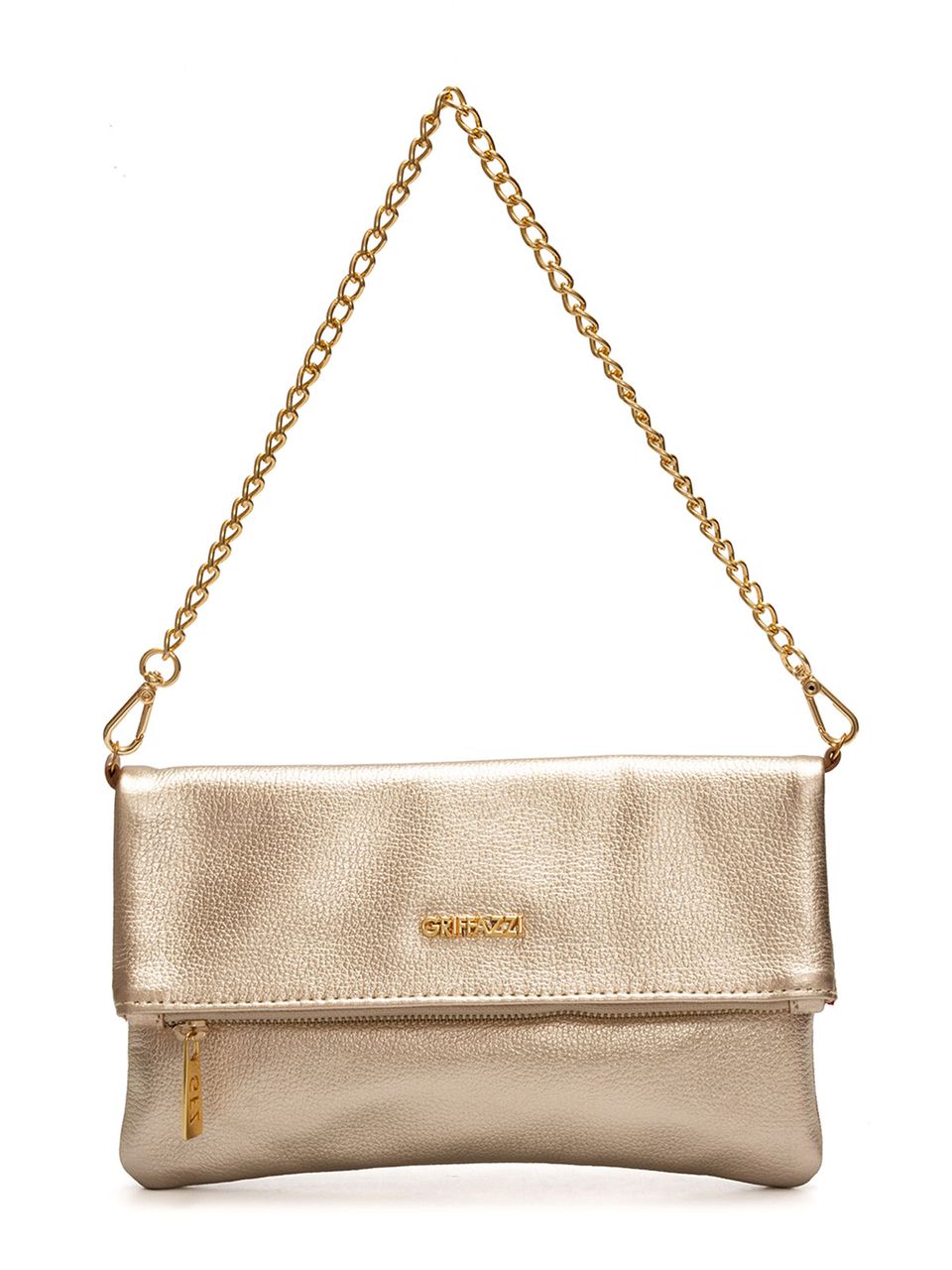 Bolsa Clutch de Couro Griffazzi Ouro