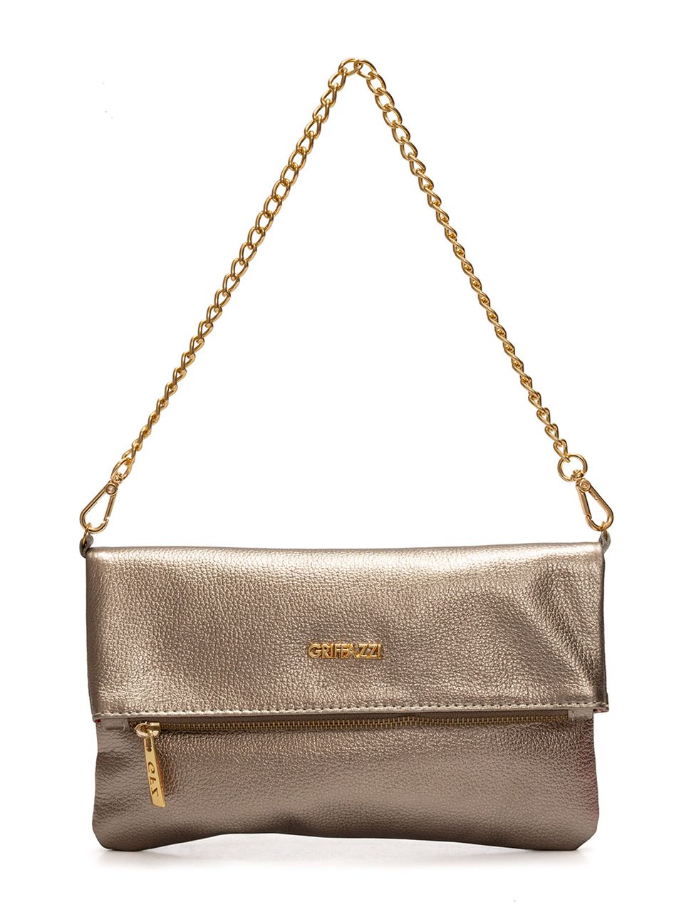 Bolsa Clutch de Couro Griffazzi Prata