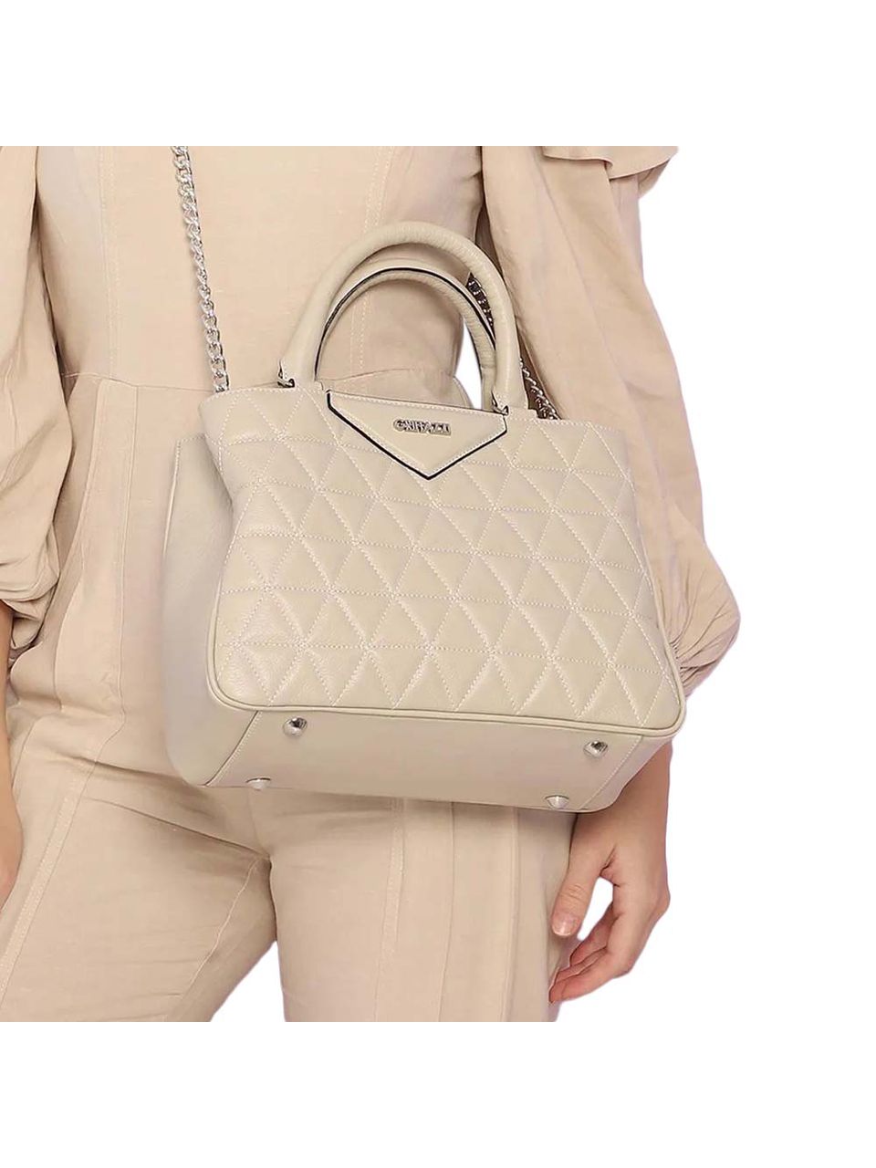 Bolsa Estruturada de Couro Griffazzi Marfim