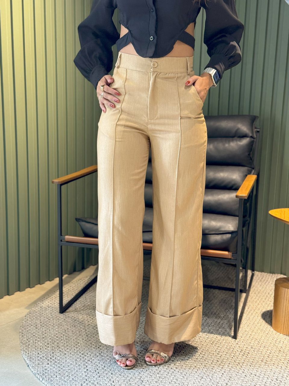 CALÇA ALINE PANTALONA BARRA NUDE - 0012560010 - ISABELA MENEZES
