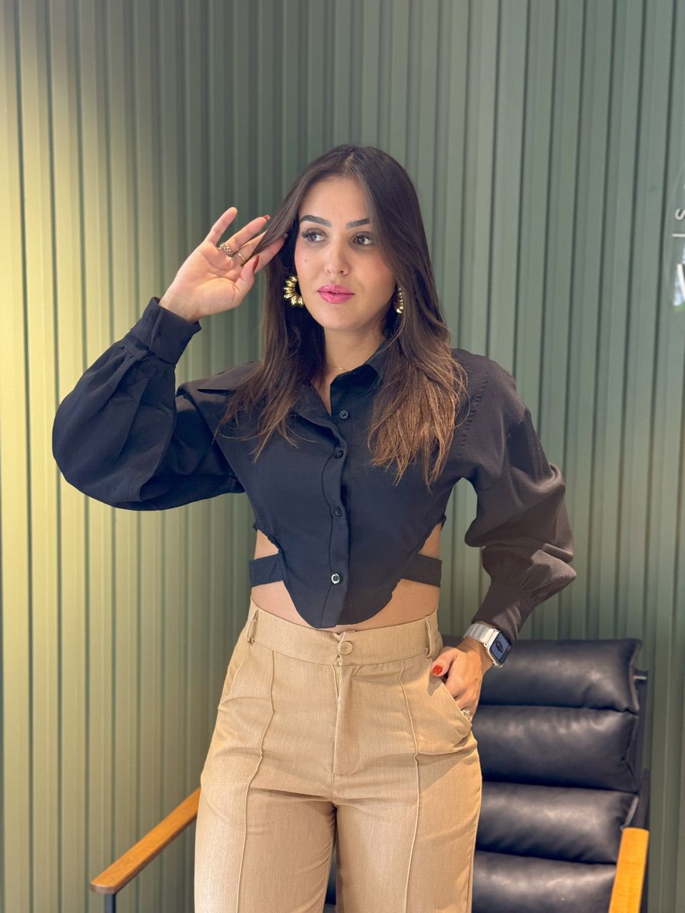 CROPPED CAMISA ZARA PRETO - 0012570004 - ISABELA MENEZES