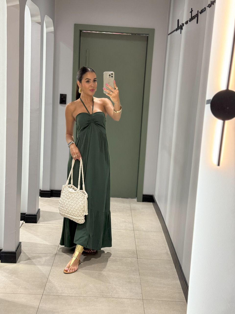 VESTIDO LONGO TALIA VERDE OLIVA - 0006630229 - ISABELA MENEZES