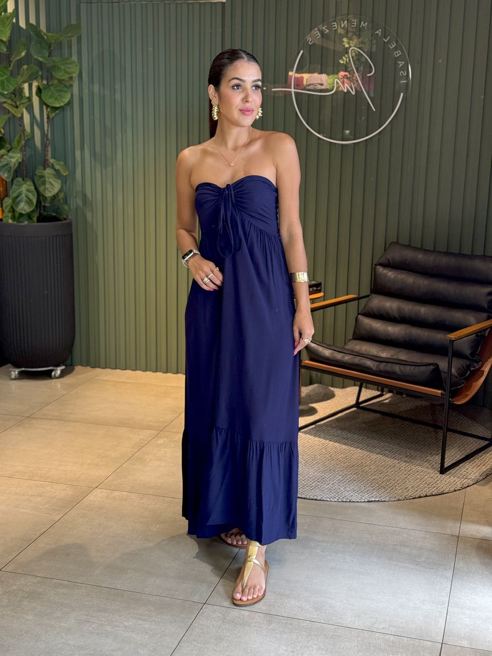 VESTIDO LONGO TALIA AZUL MARINHO - 0006630145 - ISABELA MENEZES